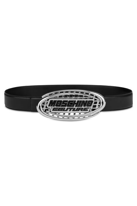 LOGO BUCKLE CALFSKIN BELT BLACK 1