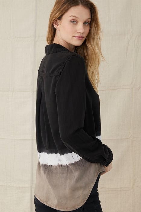 BUTTON DOWN SHIRT BLACK CONCRETE STRIPE DYE 4