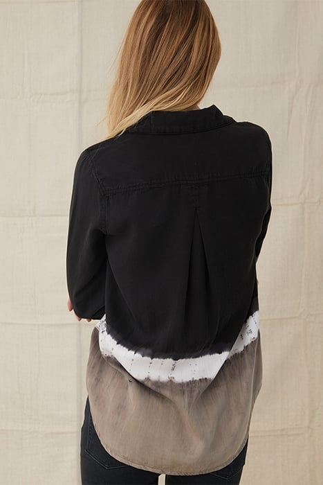 BUTTON DOWN SHIRT BLACK CONCRETE STRIPE DYE 2