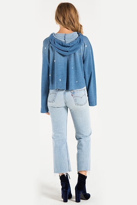 CROPPED HOODIE SILVER STAR WASH 2