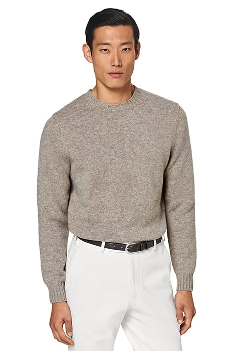 CREW MERINO WOOL SAND LIGHT BROWN 1