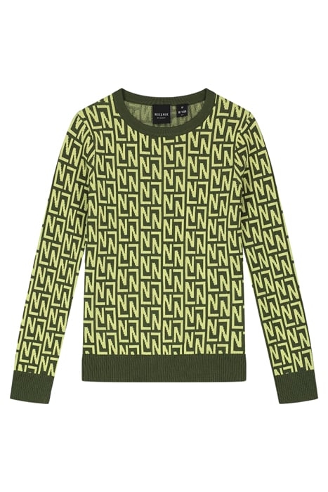 LOGO ALLOVER PULLOVER DARK GREEN/BRIGHT GREEN 1