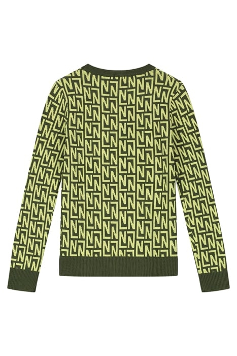 LOGO ALLOVER PULLOVER DARK GREEN/BRIGHT GREEN 2