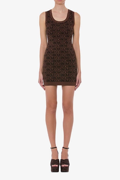 ALLOVER LOGO WOOL DRESS BROWN 1