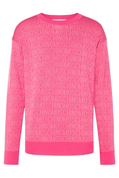 ALLOVER LOGO JACQUARD WOOL SWEATER FUCHSIA 3