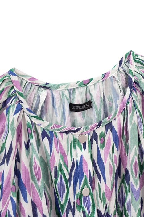 GIRLS’ OFF-WHITE IKAT DIAMOND PRINT ASYMMETRIC DRESS 4