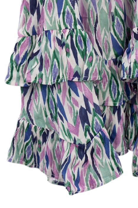 GIRLS’ OFF-WHITE IKAT DIAMOND PRINT ASYMMETRIC DRESS 6