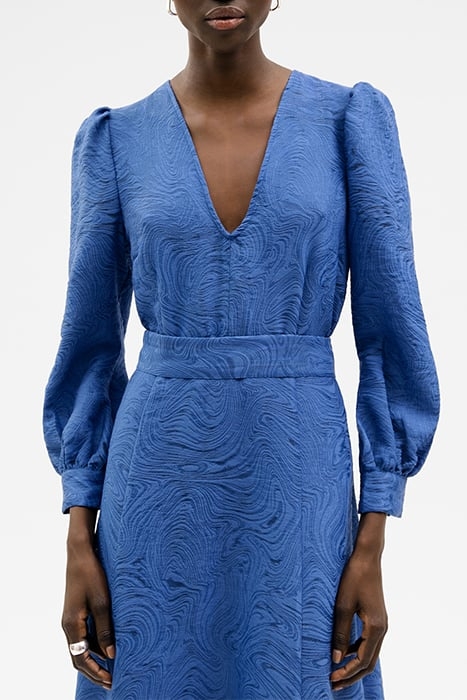 NICOLIN LONG MIDI LENGTH DEEP V-NECK DRESS OCEAN BLUE 5