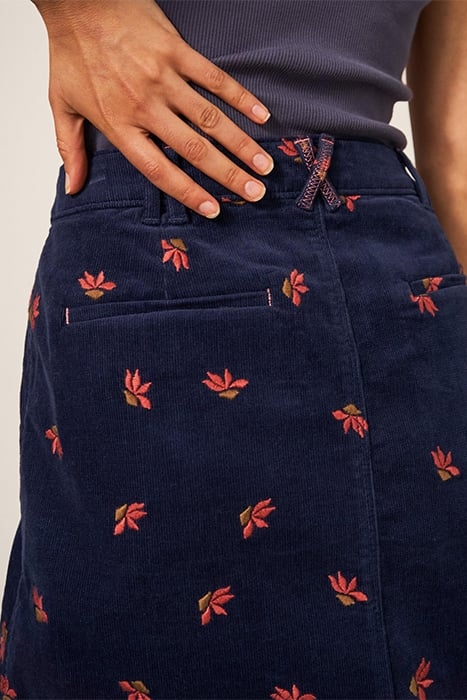 MELODY EMBROIDERED CORD SKIRT NAVY 5