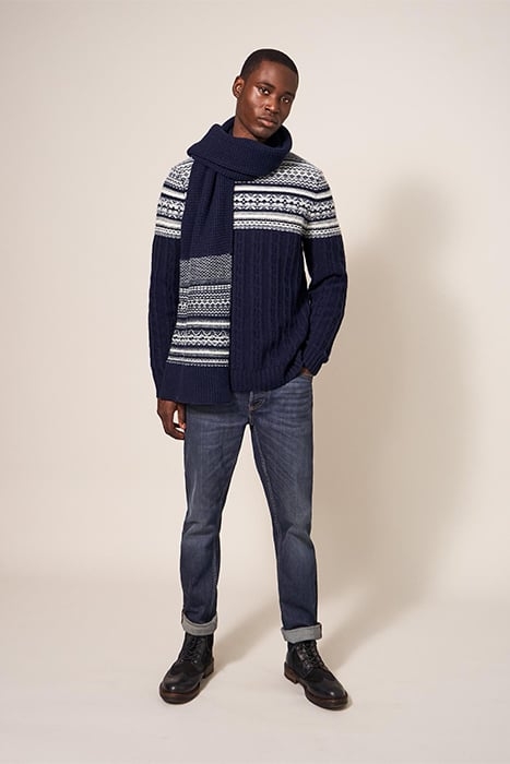 CABLE FAIRISLE CREW DARK NAVY 3