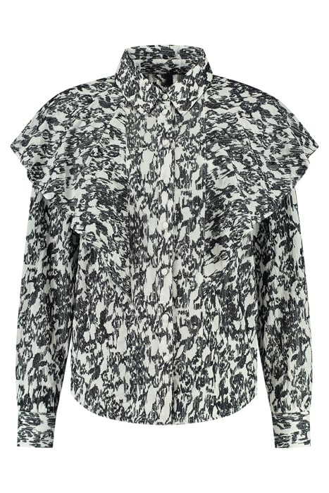 ROKIN BLOUSE BLURRY FLOWER MARINE 1