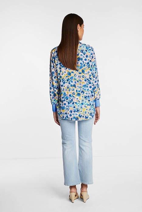 PRINTED V-NECK BLOUSE ARCTIC BLUE 2