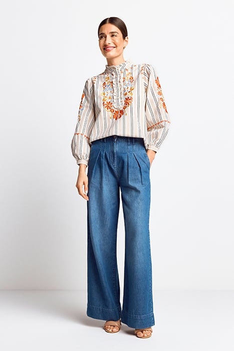 WIDE LEG DENIM PANTS ORGANIC RECYCLED DENIM BLUE 1