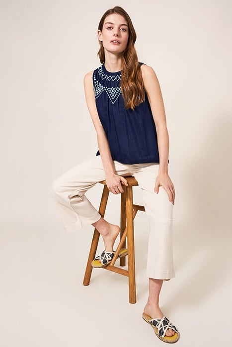 ESME COTTON SILK VEST NAVY 3