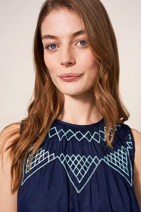 ESME COTTON SILK VEST NAVY 4