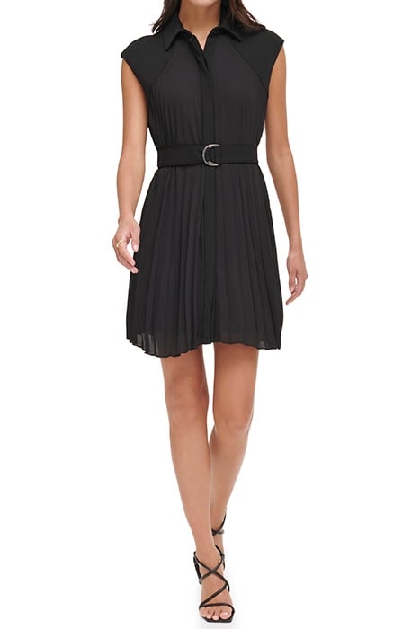 S/L PLEATED POLO COL BLACK 3