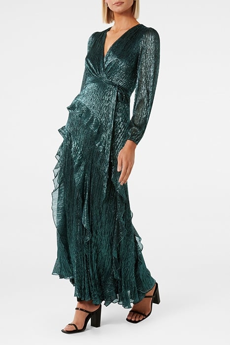 DECLAN PLISSE RUFFLE MIDI DARK GREEN 4