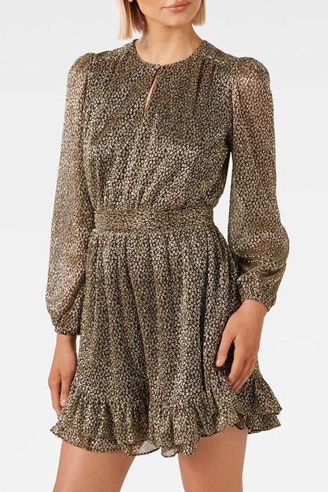 GOLDIE LONG SLEEVE PLISSE MINI BLACK/GOLD 1