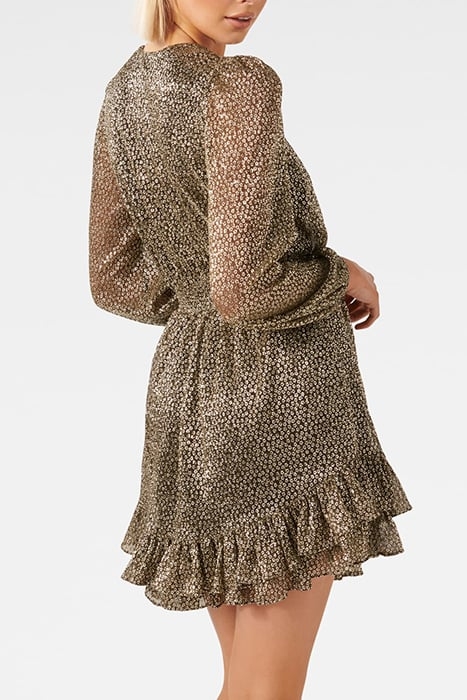 GOLDIE LONG SLEEVE PLISSE MINI BLACK/GOLD 2