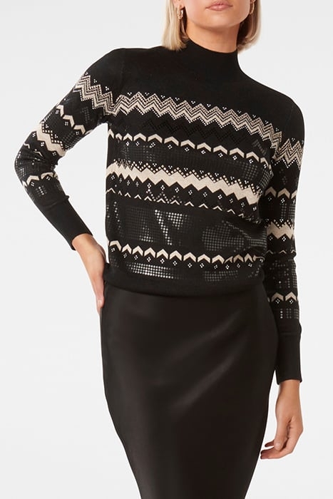 STEPH EMBELLISHED FAIR ISLE JUMPER BLACK 1
