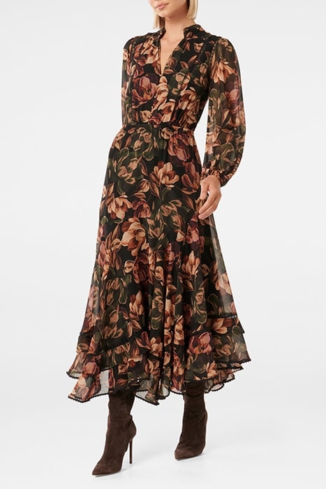 MATIESE BUTTON UP RUFFLE MIDI WRIGHT FLORAL 4