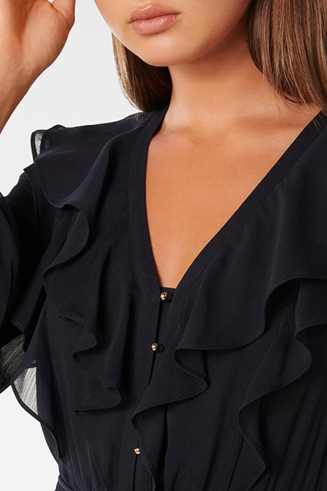 LANA RUFFLE NECK MIDI NAVY 5