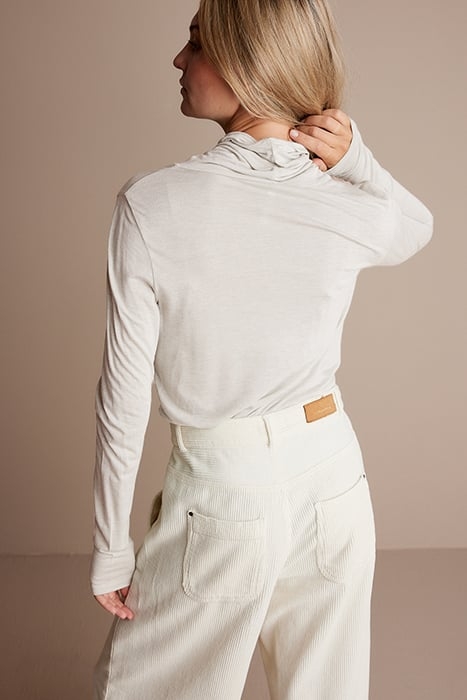 TURTLE NECK TOP VISCOSE WOOL JERSEY IVORY 2