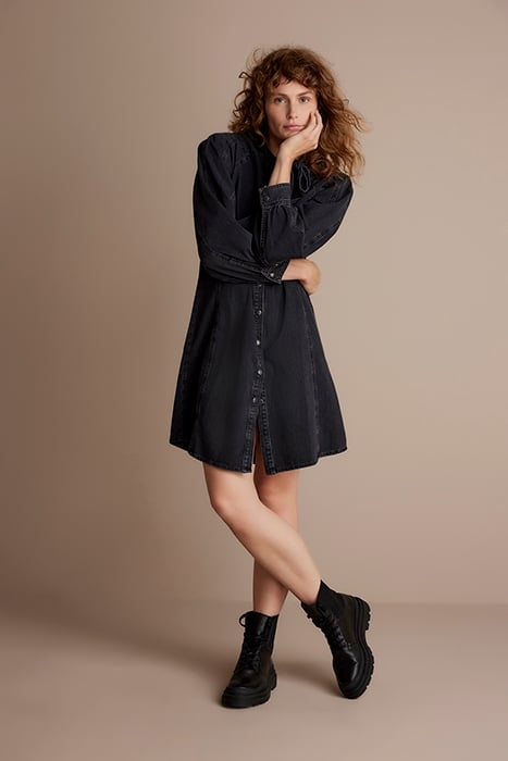 DENIM BOW DRESS MARITAS LIGHT WEIGHT DENIM BLACK DENIM 1