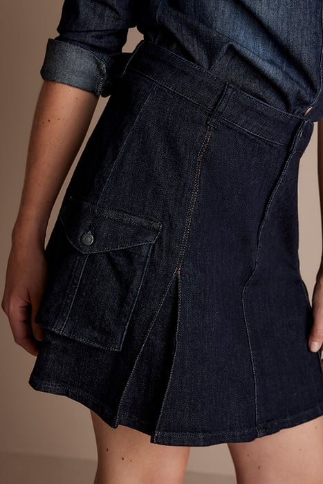 DENIM PLEATED SKIRT DENIM DARK INDIGO 4
