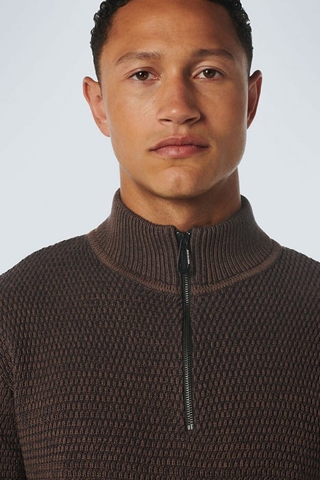 PULLOVER HALF ZIPPER 2 COLOURED MELANGE BROWN 6