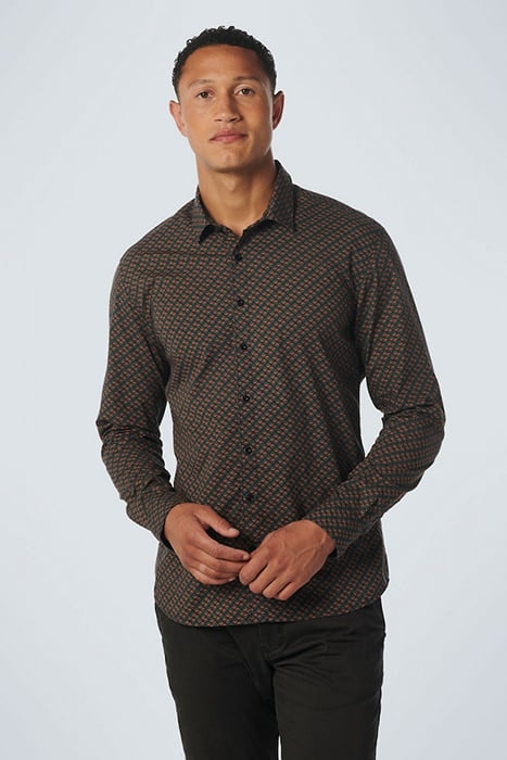 SHIRT STRETCH ALLOVER PRINTED CARAMEL 1