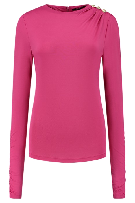 DRAPE SHOULDER TOP RASPBERRY ROSE 1