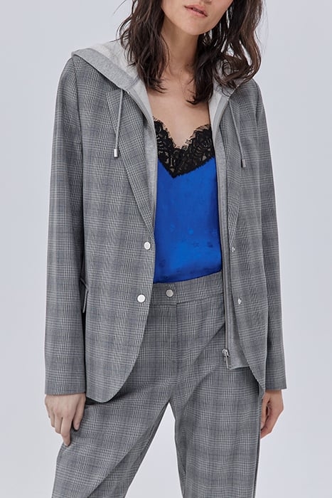 CHECKED SUIT JACKET WITH HOODED FACING 1