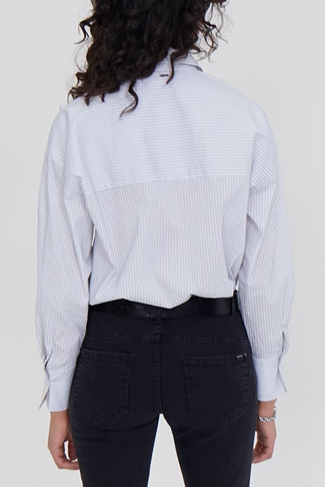 ECRU SHIRT WITH THIN GREY STRIPES 2