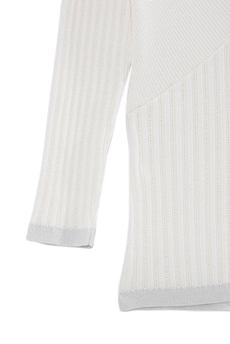 ECRU DECORATIVE OPENWORK KNIT SWEATER 4