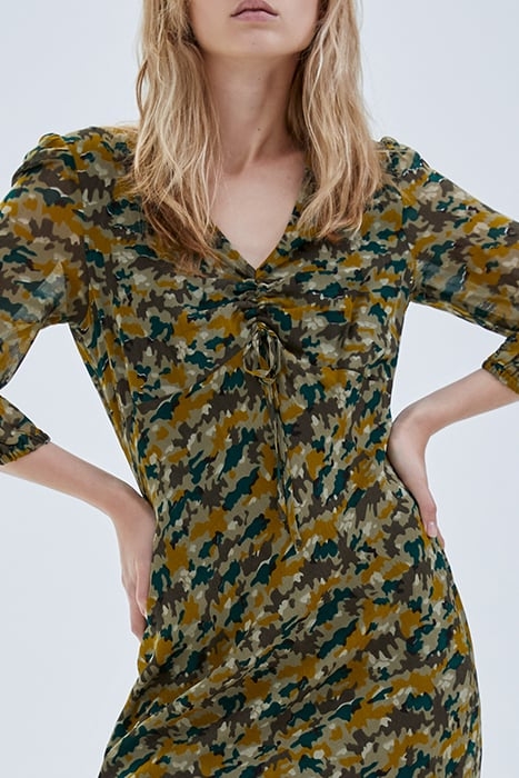 LICHEN LONG DRESS WITH GREEN CAMOUFLAGE PRINT 3