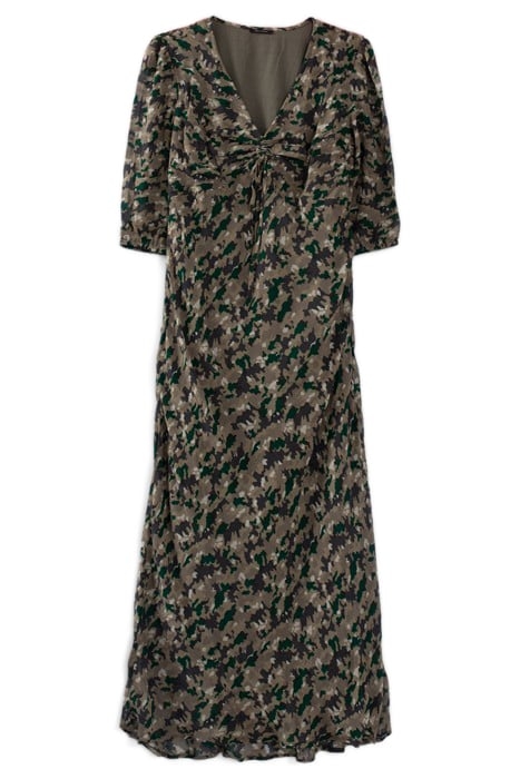LICHEN LONG DRESS WITH GREEN CAMOUFLAGE PRINT 2