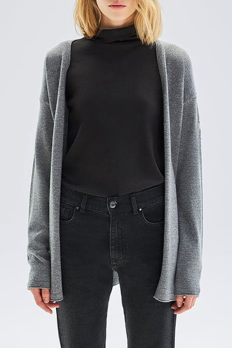 GREY KNIT CARDIGAN WITH SLOGAN ON BACK 1