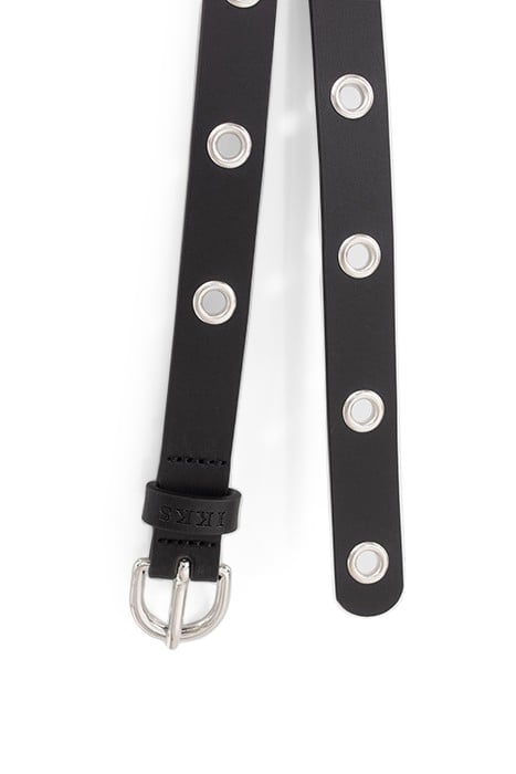 BLACK LEATHER WRAPAROUND BELT WITH EYELETS 2