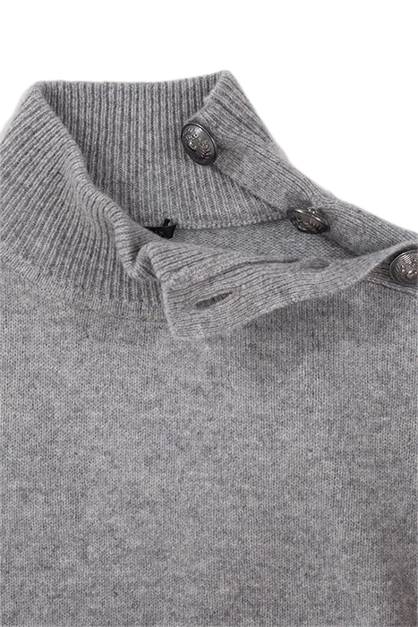 GREY KNIT DRESS, ENGRAVED BUTTONS ON SHOULDER 7