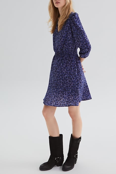 NAVY RECYCLED TACHIST PRINT DRESS 4