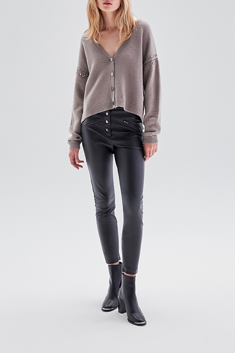 BEIGE KNIT CARDIGAN WITH DIAMANTE ARMHOLES 3