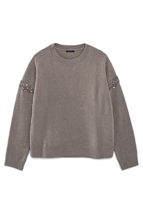 BEIGE KNIT SWEATER WITH DIAMANTE ARMHOLES 3