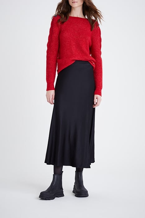 RED KNIT SWEATER WITH BOW SEWN ON BACK 3