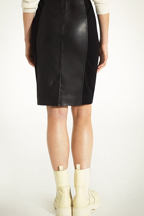 WOMEN'S PENCIL SKIRT COLOR BLACK BI-MATERIAL LEATHER AND VIS 2
