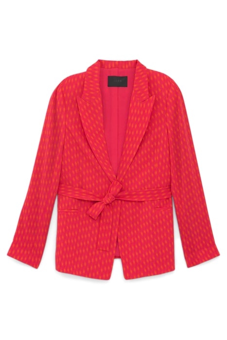 FUCHSIA PRINT BELTED SUIT JACKET 4