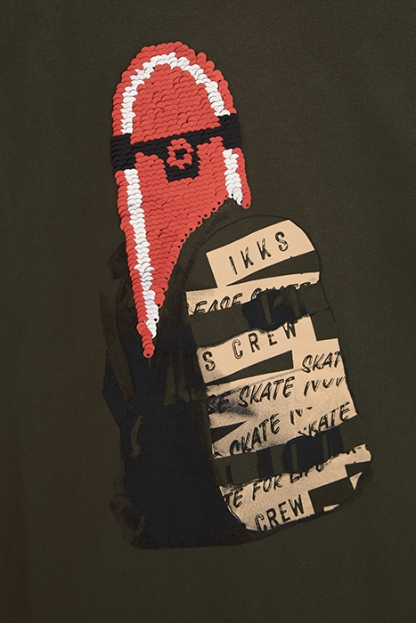 BOYS’ KHAKI SKATEBOARD REVERSIBLE SEQUIN COTTON T-SHIRT 8