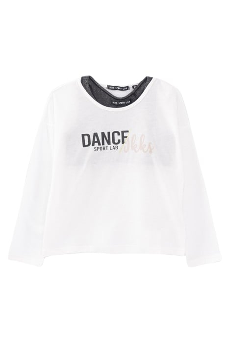 GIRLS’ 2-IN-1 WHITE T-SHIRT WITH GREY BRA TOP 2