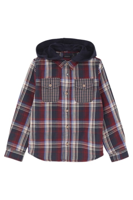 BOYS’ RED CHECK MIX SHIRT WITH DETACHABLE HOOD 3