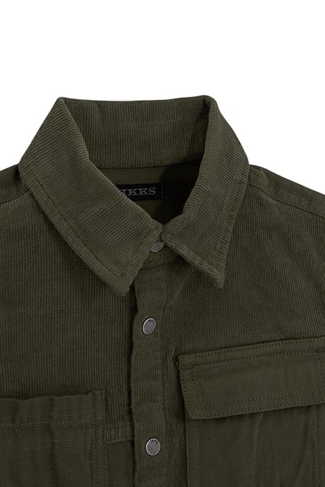 BOYS’ KHAKI CORDUROY AND CANVAS MIXED FABRIC SHIRT 4